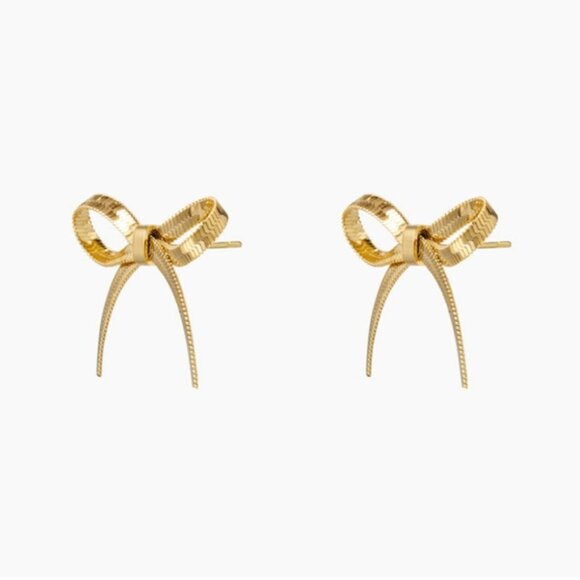 NWOT Anthropologie Gold Snake Chain Bow Earrings (1009) - Picture 2 of 3